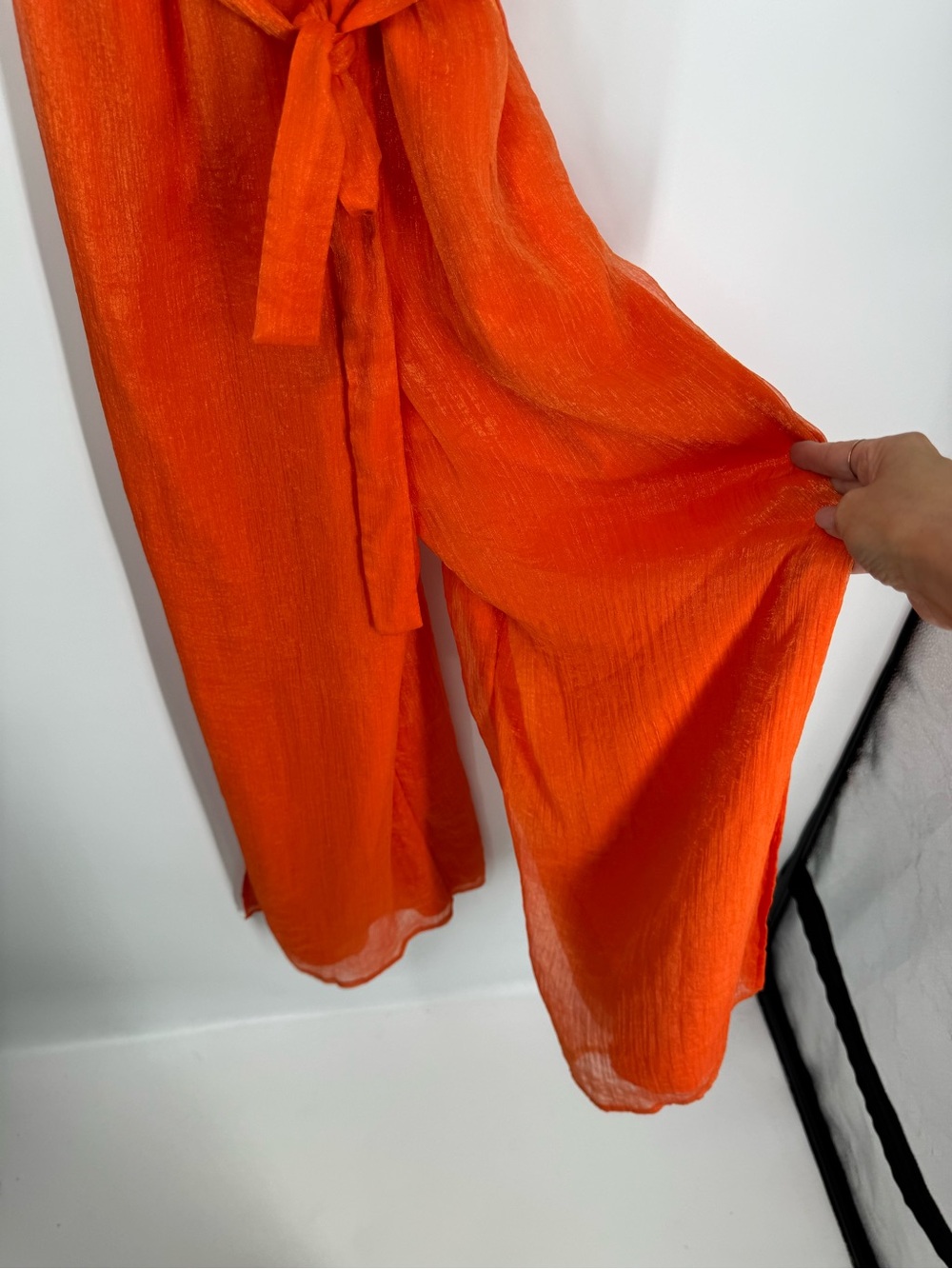 Anthropologie Hutch Tangerine Orange Sleeveless Ruffle Jumpsuit Size 6P NWT - Picture 10 of 16